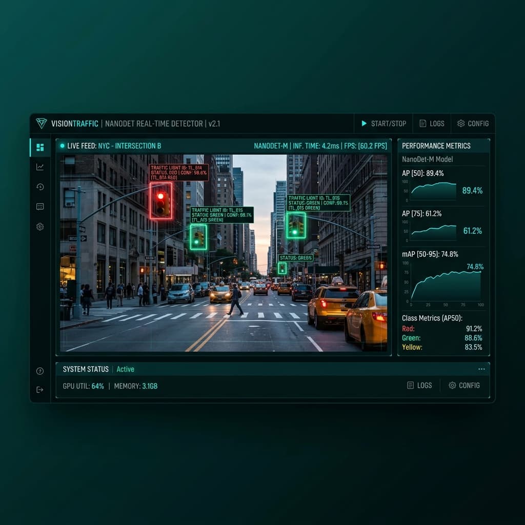 Real-Time Traffic Light Identification Using NanoDet Model on Video Data